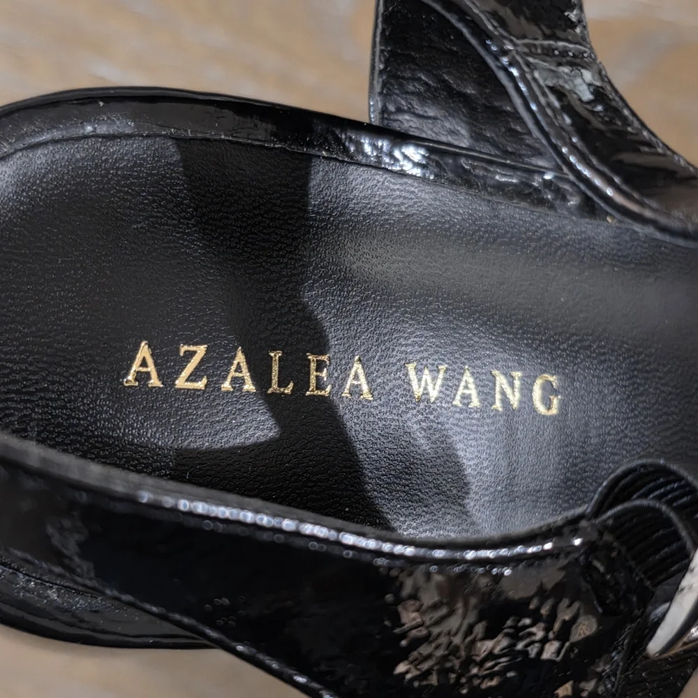 Azalea Wang Avila Black Patent Platform Heels, Women's Size 8.5